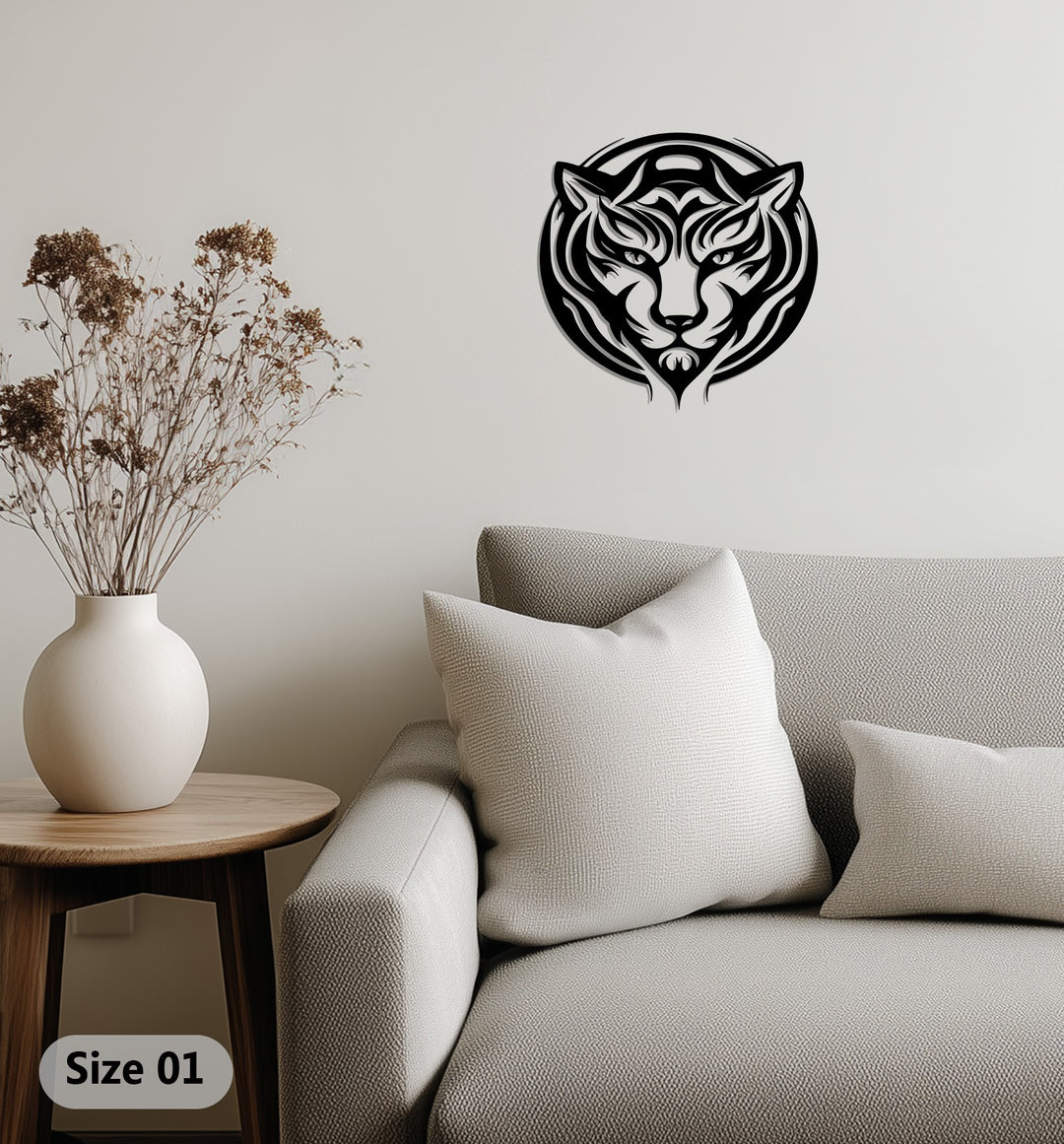Tribal Tiger Metal Wall Art – Bold Modern Animal Design