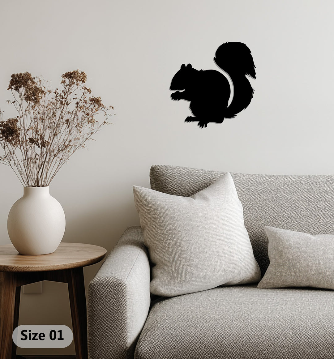 Squirrel Silhouette – Nature-Inspired Metal Wall Art