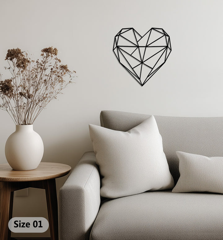 Modern black heart wall sculpture