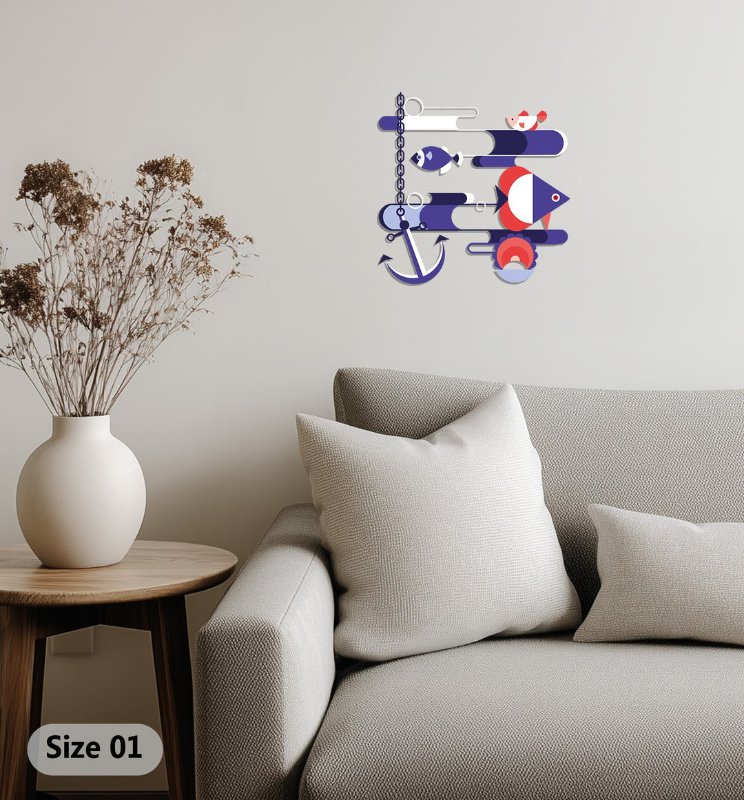 Nautical Harmony Metal Wall Art – Modern Ocean-Inspired Abstract Design