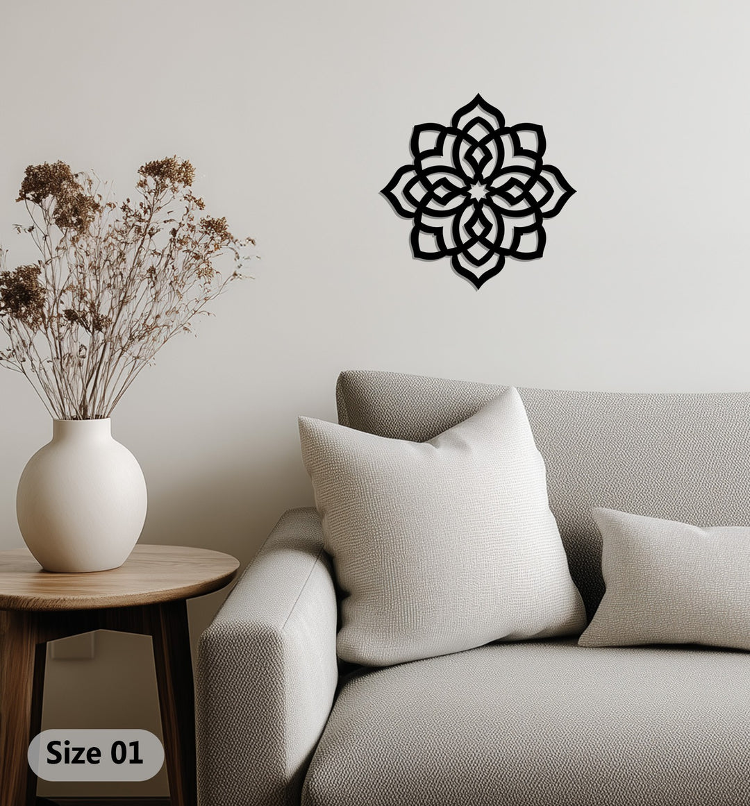 Sacred flower geometric metal wall sculpture