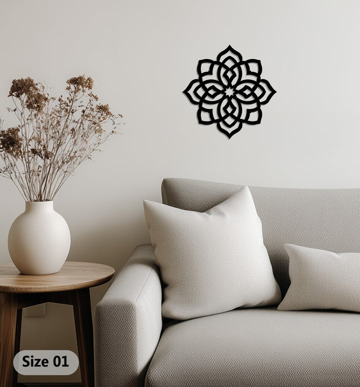 Sacred flower geometric metal wall sculpture
