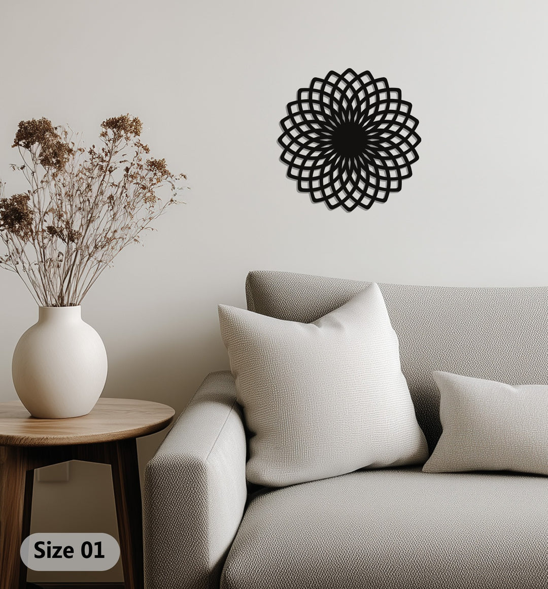 Geometric Flower Mandala Metal Wall Art – Modern Abstract Home Décor