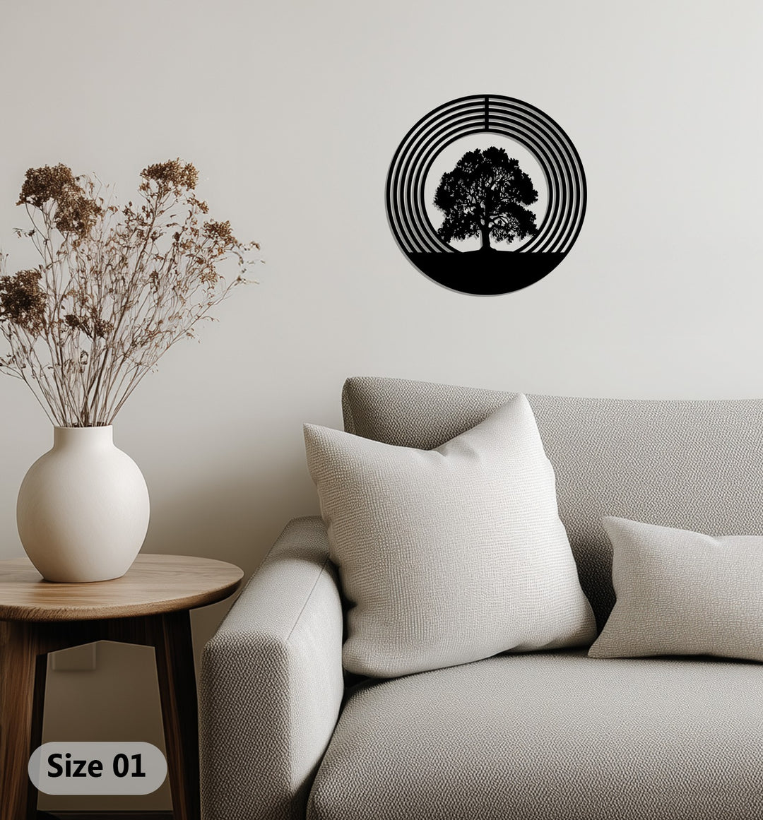 Arbre de Vie Sacré–Circulaire Moderne Décoration Murale Métal