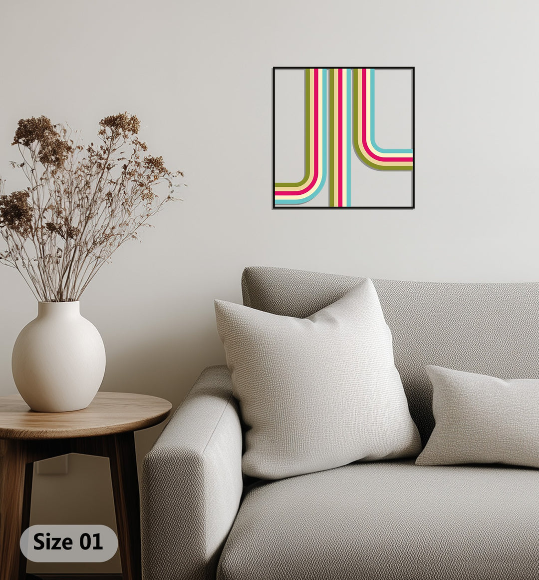 Retro Lines Metal Wall Art – Colorful Geometric Modern Home Decor