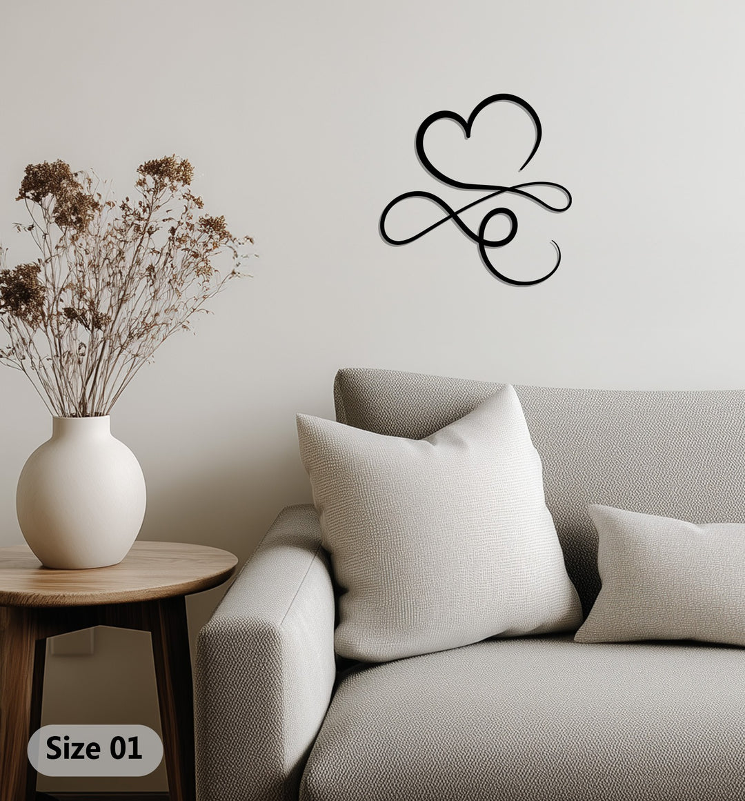 Heart & Infinity – Minimalist Love Symbol Metal Wall Art
