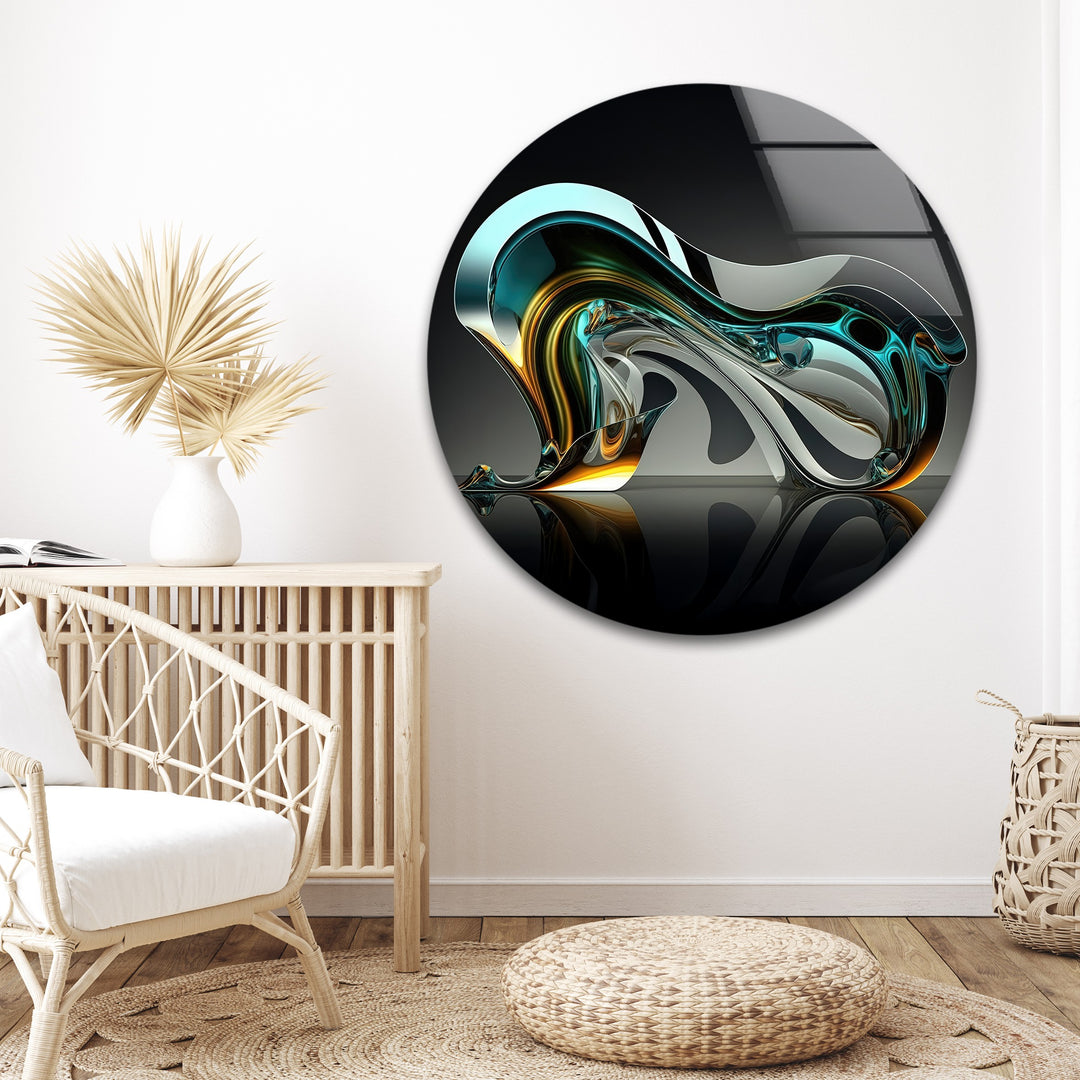 NeoLumen Fluid Arc: Escultura cromática futurista Arte En Vidrio Para Pared