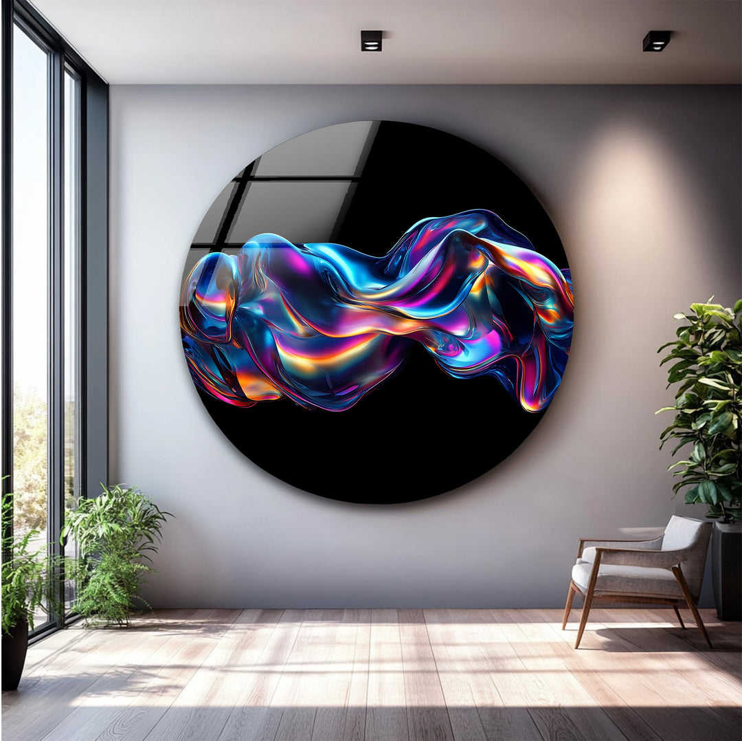 Neon Liquid Pulse – Vibrant Chromatic Flow Glass Wall Art