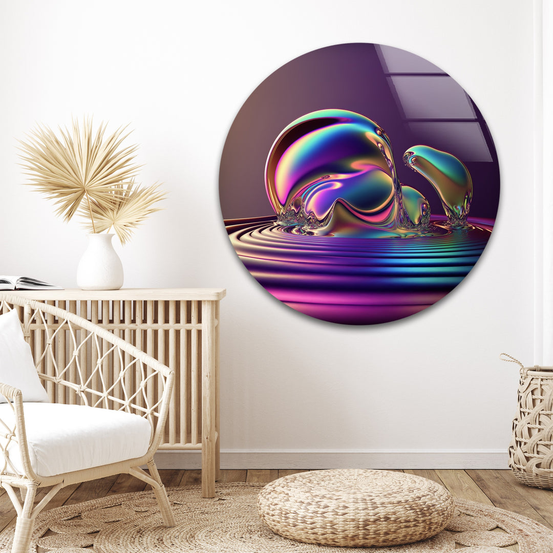 Forma ondulata LuminaFlux – Sfera liquida cromatica Quadri da Parete in Vetro