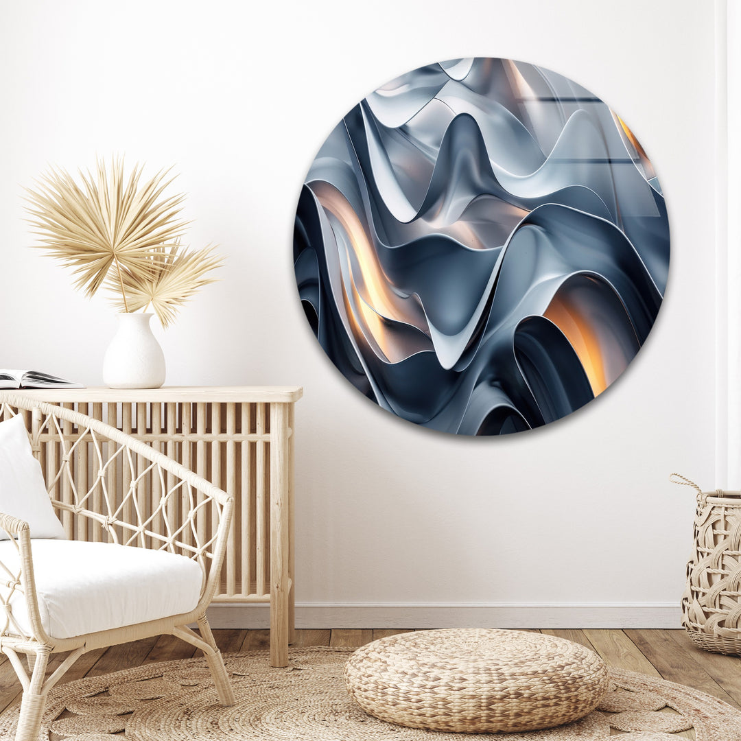 موجات إمبر من إيروفلوينت - تدفق معدني منحوت اللوحات الزجاجية الجدارية