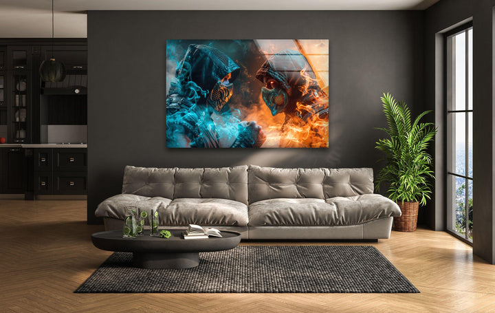 Mortal Kombat Sub Zero vs Scorpion Glass Wall Art,  glass image printing, glass prints from photos