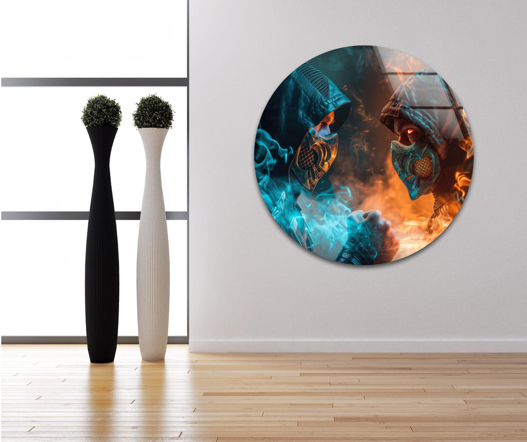 Mortal Kombat Sub Zero vs Scorpion Glass Wall Art,  Glass Printing Wall Art, Print photos on glass