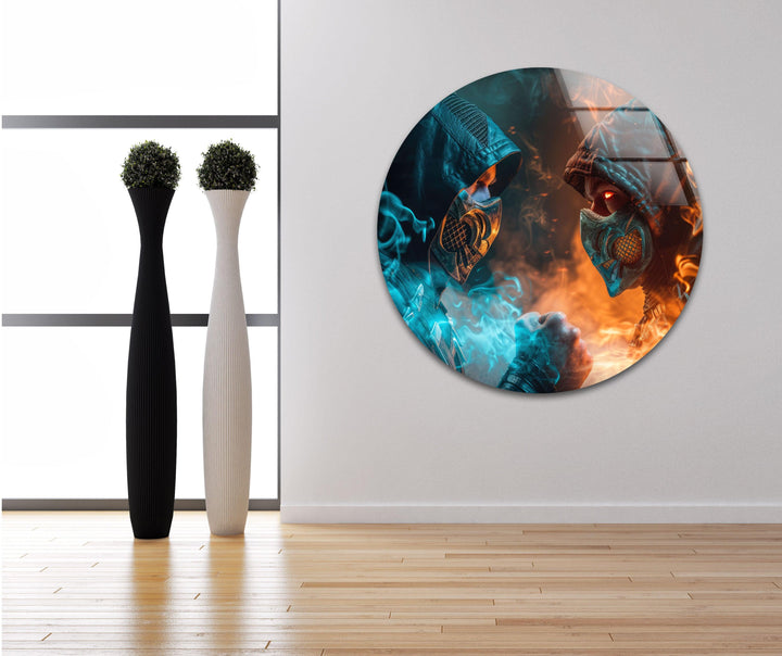 Mortal Kombat Sub Zero vs Scorpion Glass Wall Art,  Glass Printing Wall Art, Print photos on glass
