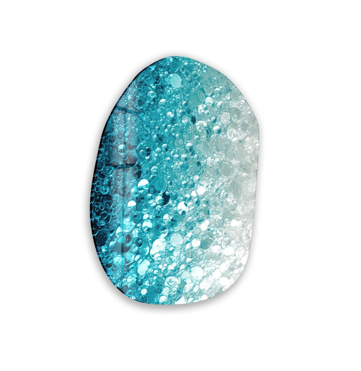 Abstarct Blue Bubbles Glass Wall Art, glass art painting, glass art for the Wall
