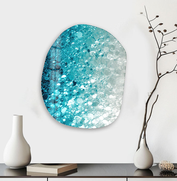 Abstarct Blue Bubbles Glass Wall Art, stained glass wall art, stained glass wall decor
