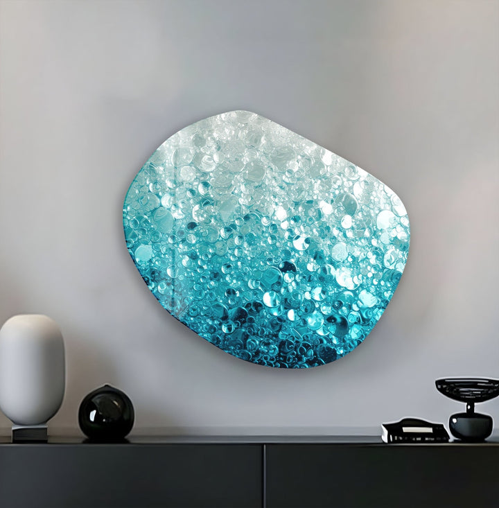 Abstarct Blue Bubbles Glass Wall Art, art glass wall art, glass wall art pictures
