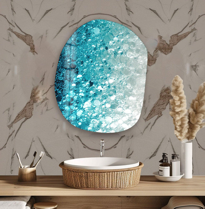 Abstarct Blue Bubbles Glass Wall Art, glass photo prints, glass picture prints
