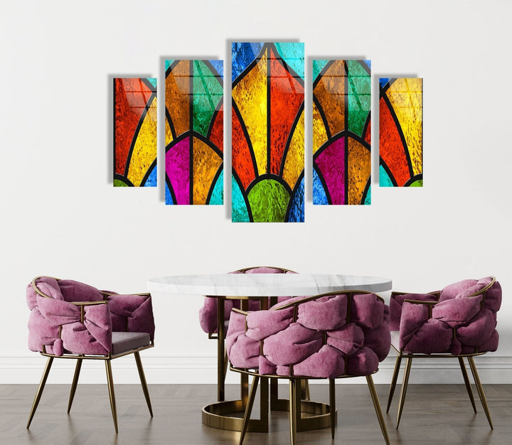 Abstarct Colorful Stained Glass Wall Art, print picture on glass, Tempered Glass Wall Art