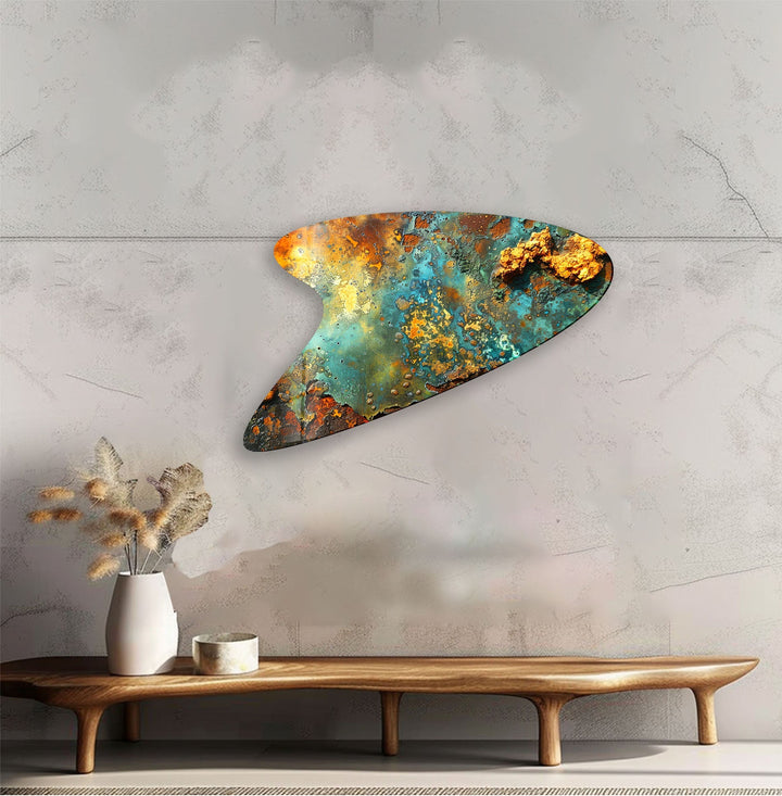 Abstarct Green Print Irregular Glass Wall Art, large glass photo prints, glass wall photos
