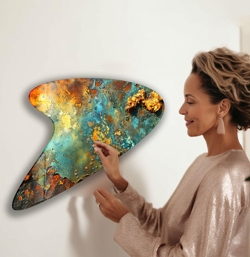 Abstarct Green Print Irregular Glass Wall Art, picture on glass wall art, photos printed on glass

