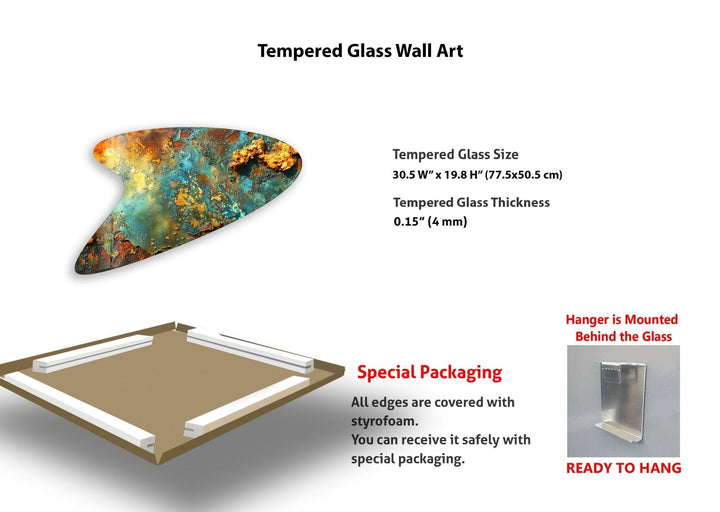 Abstarct Green Print Irregular Glass Wall Art, Glass Printing Wall Art, Print photos on glass
