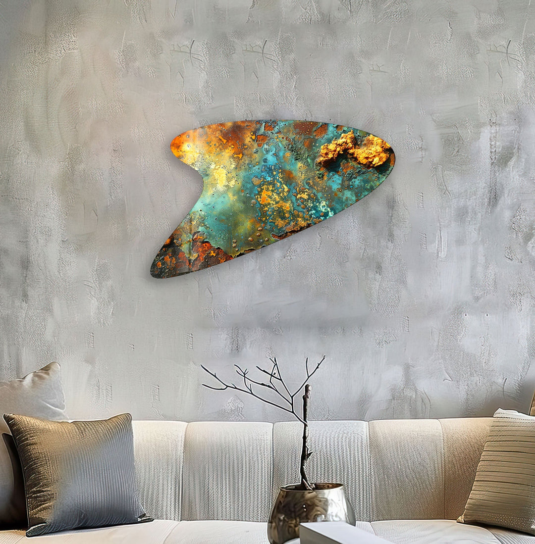 Abstarct Green Print Irregular Glass Wall Art, custom glass pictures, glass art prints

