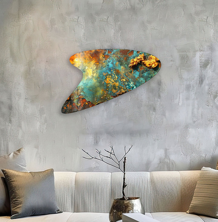 Abstarct Green Print Irregular Glass Wall Art, custom glass pictures, glass art prints
