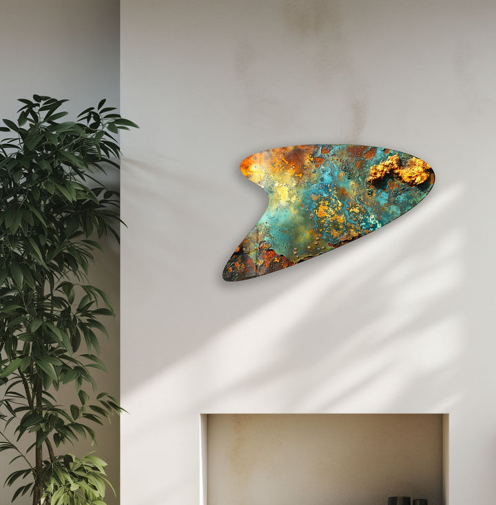 Abstarct Green Print Irregular Glass Wall Art, glass pictures for Wall, glass prints wall art
