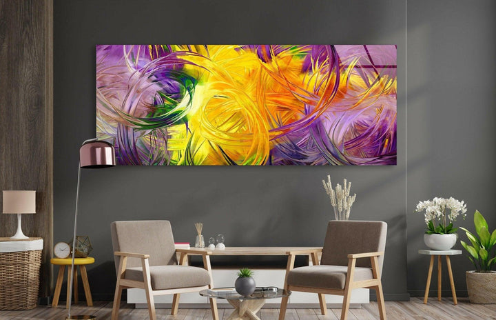 Yellow Fractal Glass Wall decor