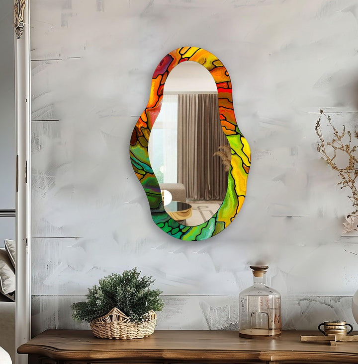 Mirrored wall art showcasing intricate craftsmanship for a unique and stylish addition

