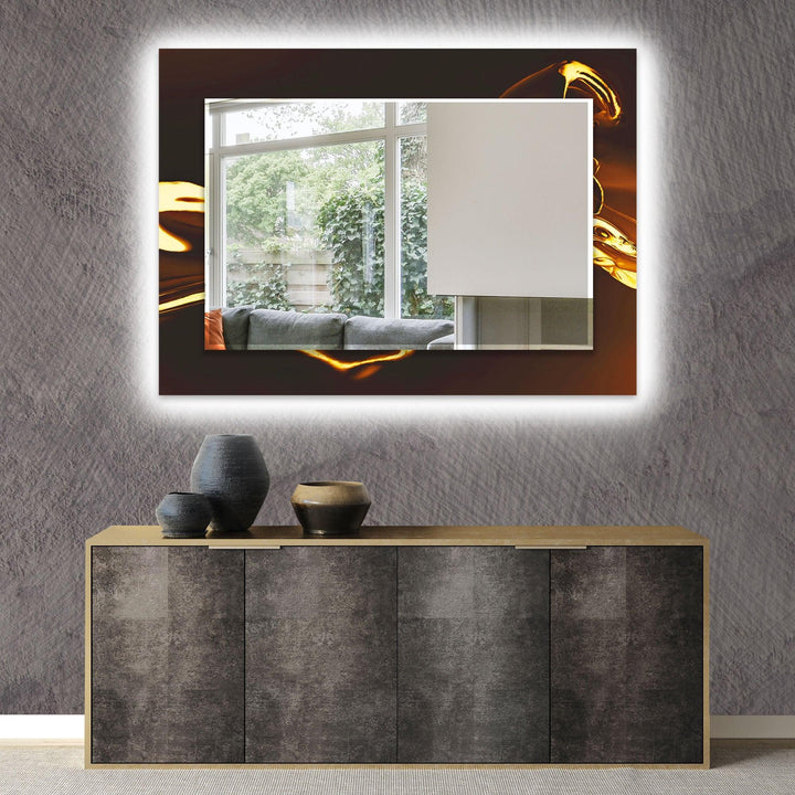Abstract Black & Gold Wall Mirror white mirror
