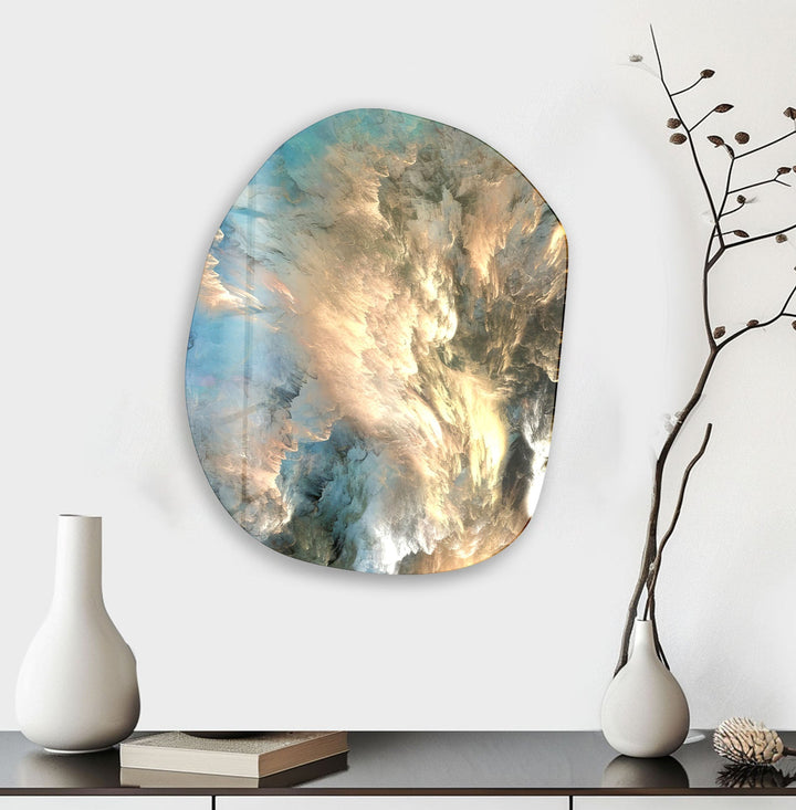Abstract Blue Aesthetic Glass Wall Art, large glass photo prints, glass wall photos
