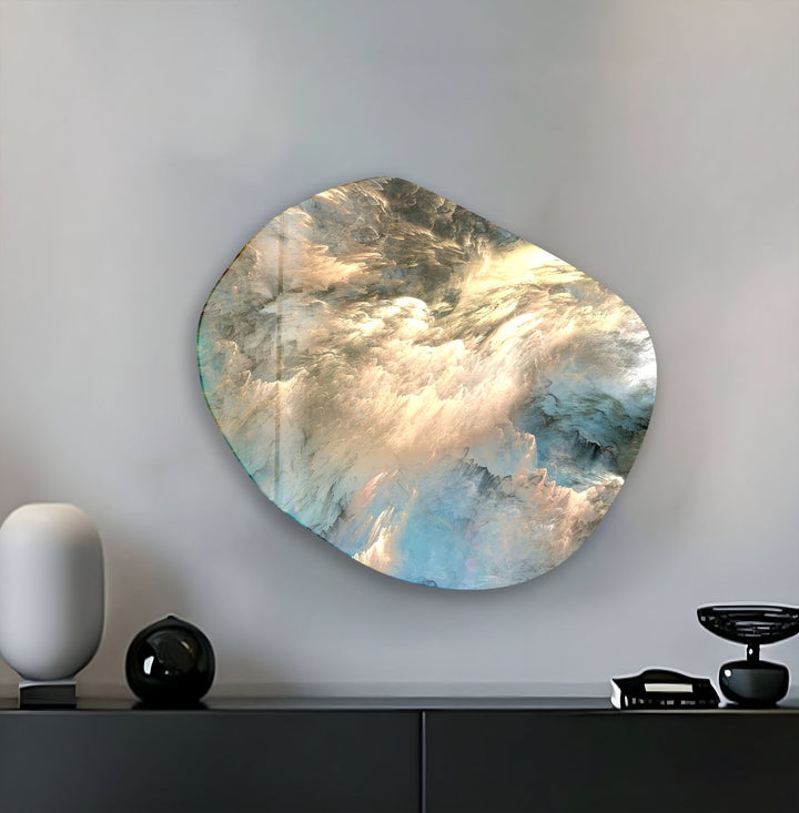 Abstract Blue Aesthetic Glass Wall Art, glass pictures for Wall, glass prints wall art
