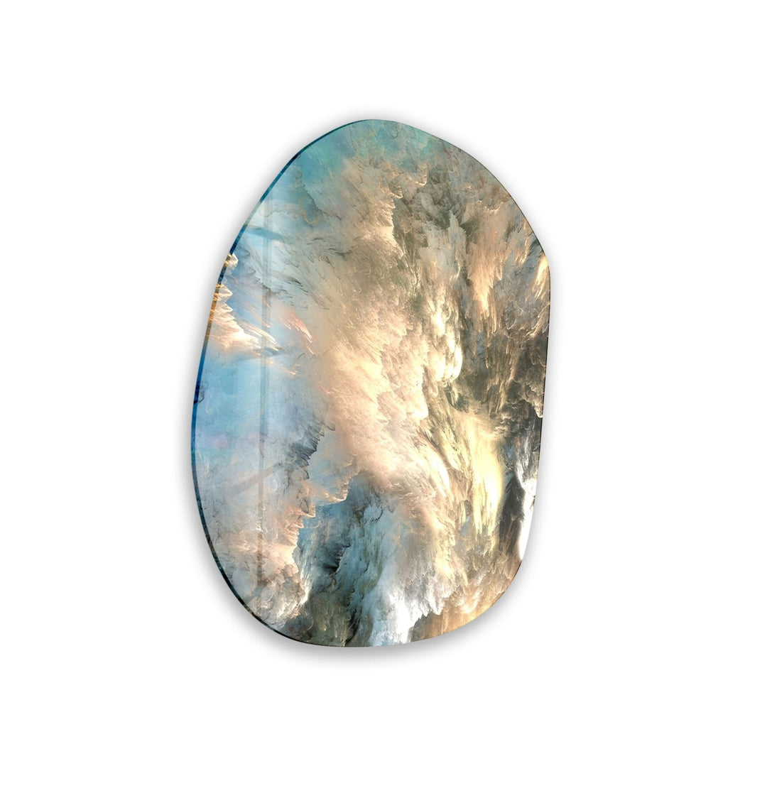 Abstract Blue Aesthetic Glass Wall Art, photo print on glass, prints on glass wall art
