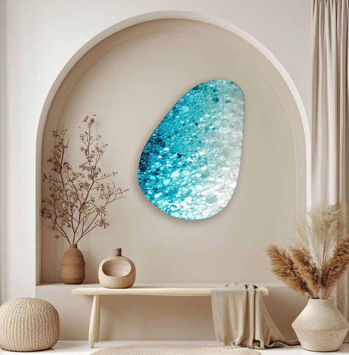 Abstract Blue Bubbles Glass Wall Art, glass pictures for Wall, glass prints wall art
