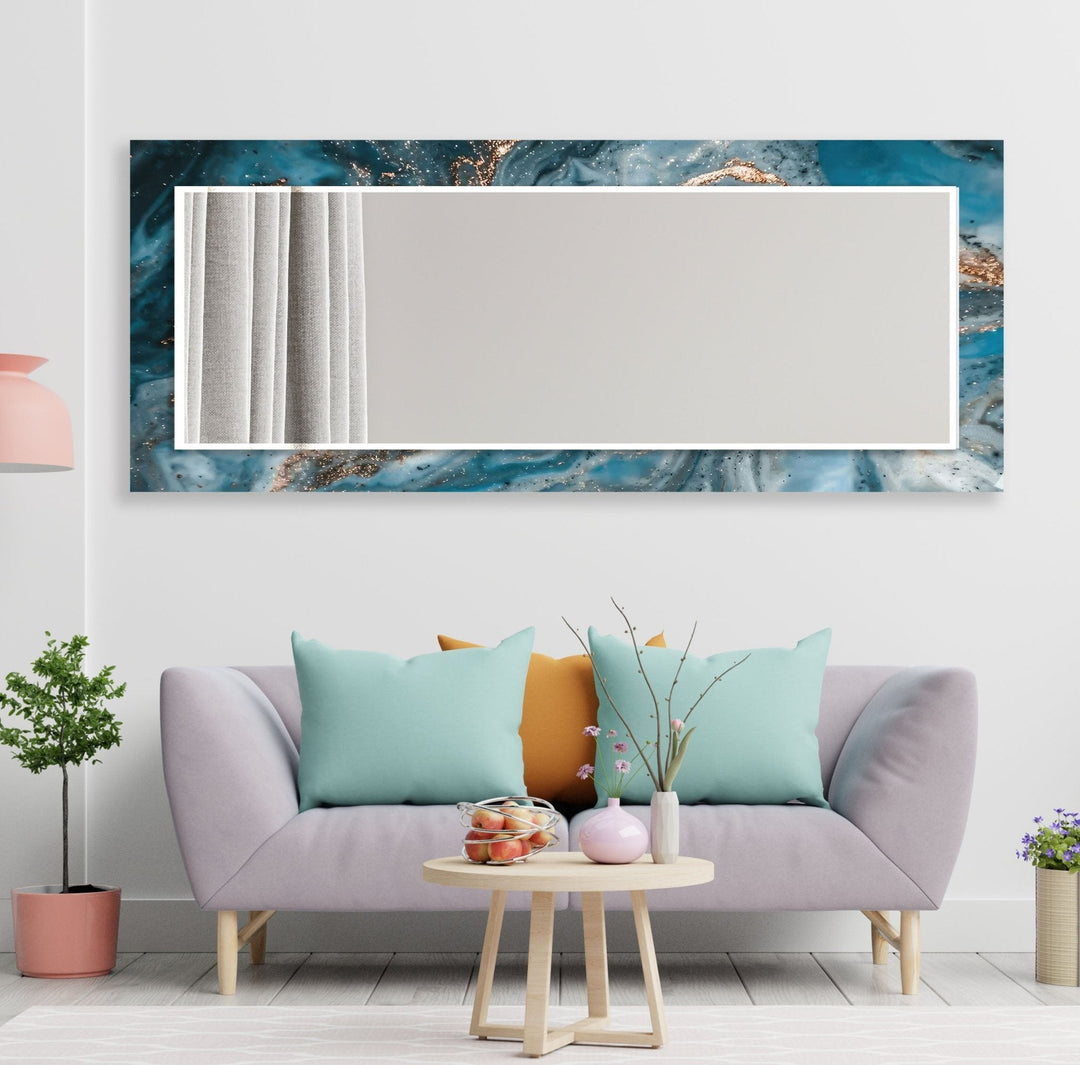Abstract Blue Golden Details Wall Mirrors full length mirrors
