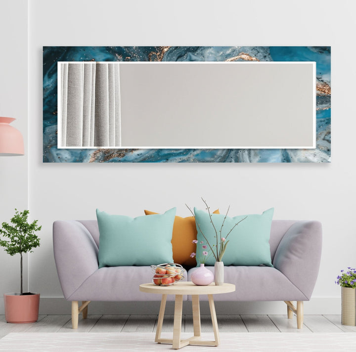 Abstract Blue Golden Details Wall Mirrors full length mirrors
