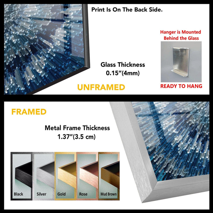 Blue Fractal Art Tempered Glass Wall Art - MyPhotoStation