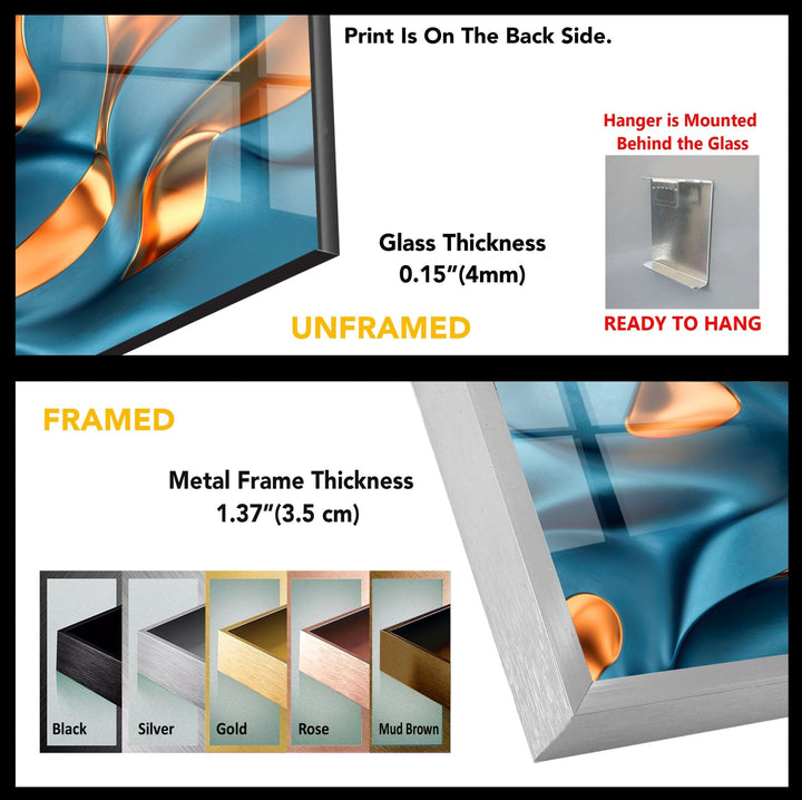 Bronze Blue Abstract Glass printing Wall Art