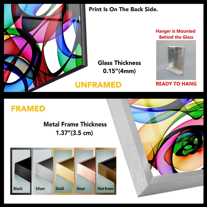 Abstract Circles Glass Wall Art , glass pictures for Wall, glass prints wall art
