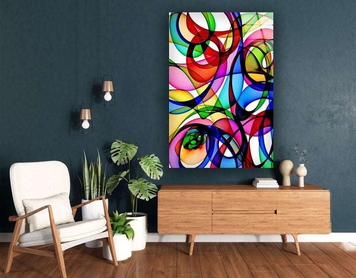 Abstract Circles Glass Wall Art , large glass photo prints, glass wall photos