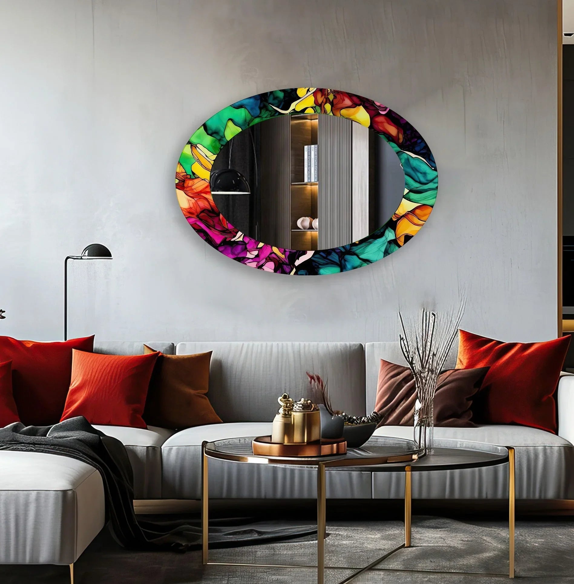 Abstract Color Stained Wall Mirror - Living Room Mirror – MyPhotoStation