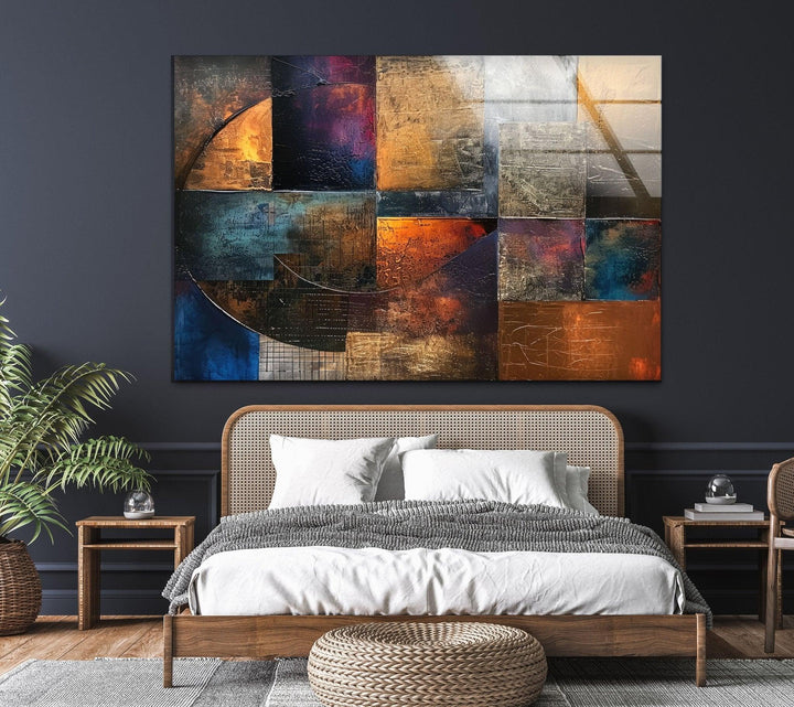 Abstract Colored Geometric Glass Wall Art picture on glass wall art, photos printed on glass