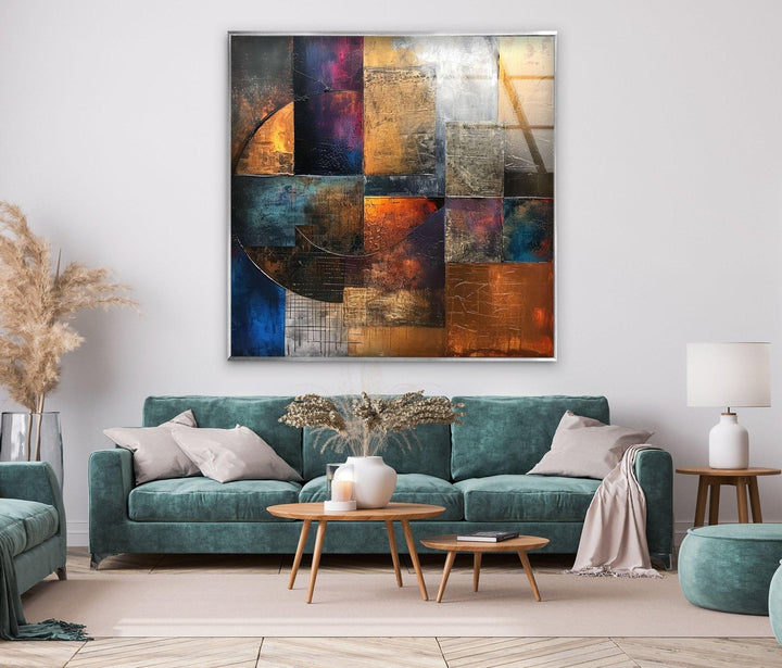 Abstract Colored Geometric Glass Wall Art large glass photo prints, glass wall photos
