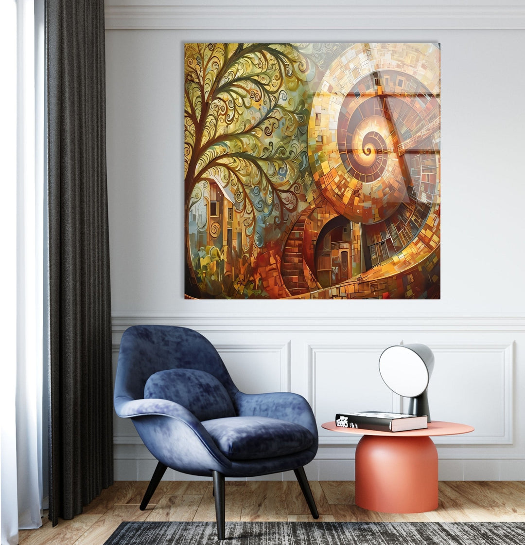 Abstract Colored Spiral Glass Wall Art custom glass photo prints, large glass prints
