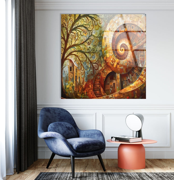 Abstract Colored Spiral Glass Wall Art custom glass photo prints, large glass prints
