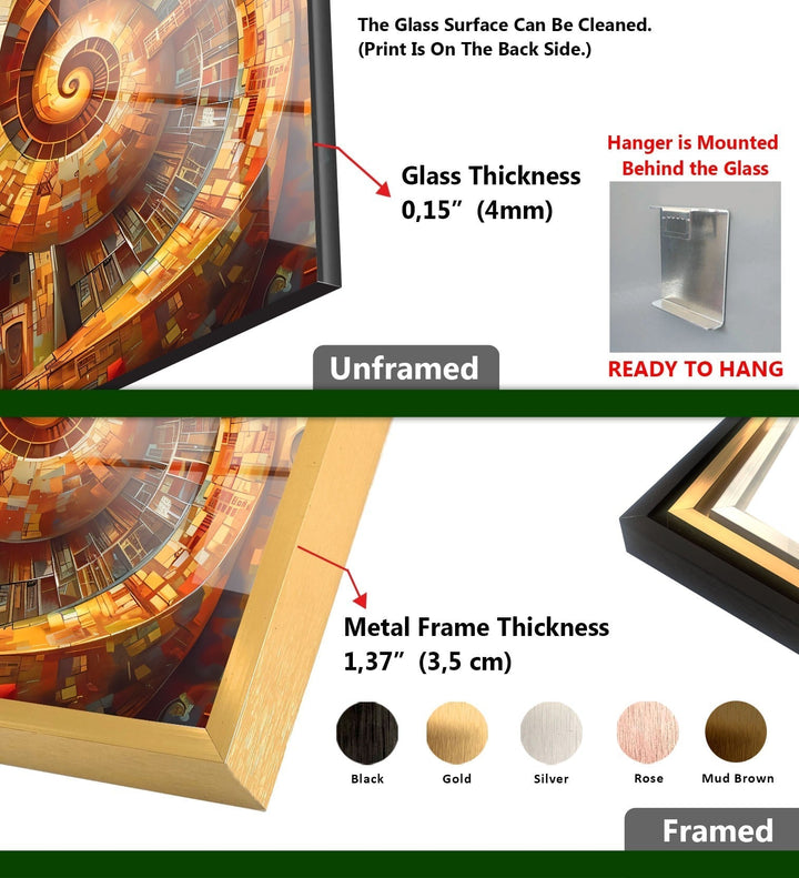 Abstract Colored Spiral Glass Wall Art