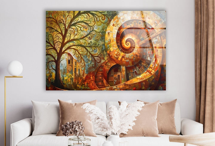 Abstract Colored Spiral Glass Wall Art large glass photo prints, glass wall photos
