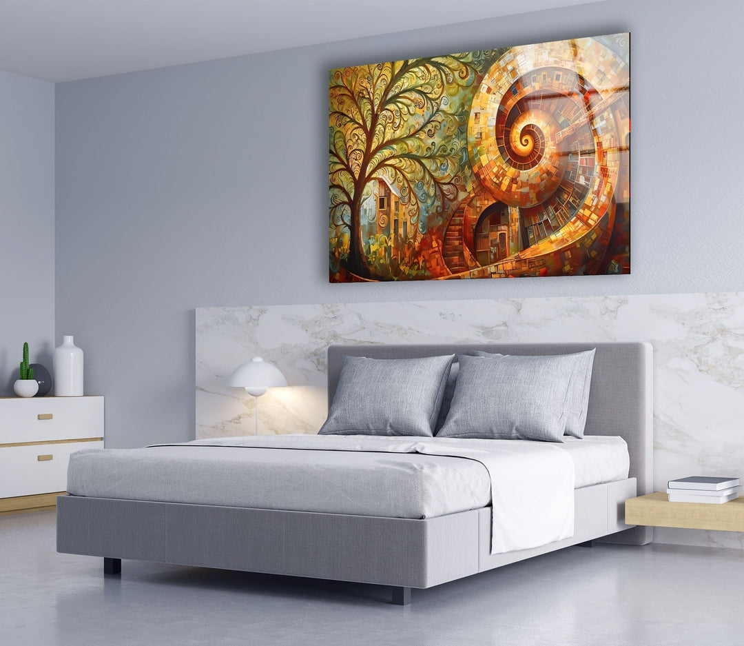 Abstract Colored Spiral Glass Wall Art glass image printing, glass prints from photos
