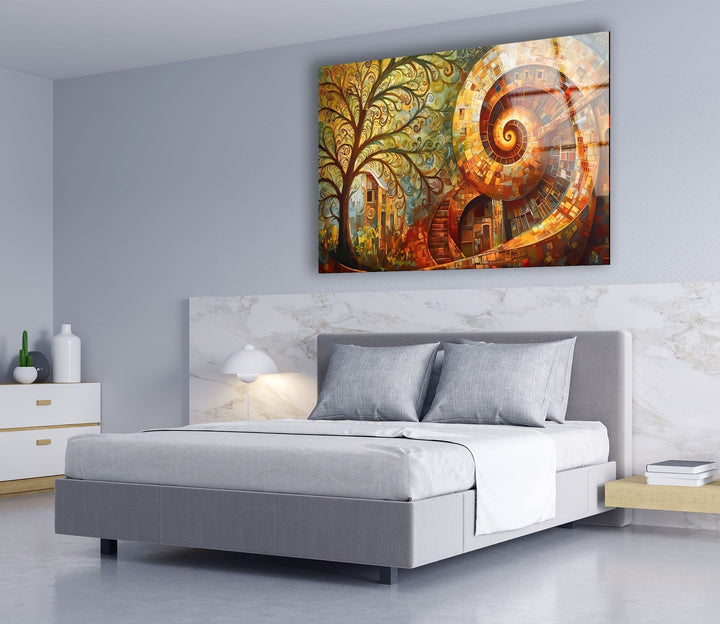 Abstract Colored Spiral Glass Wall Art glass image printing, glass prints from photos
